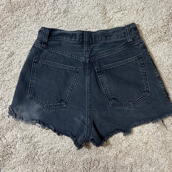 Abercrombie & fitch Black Shorts Size 00 Ripped High Rise Denim Grunge Cotton - Picture 7 of 8